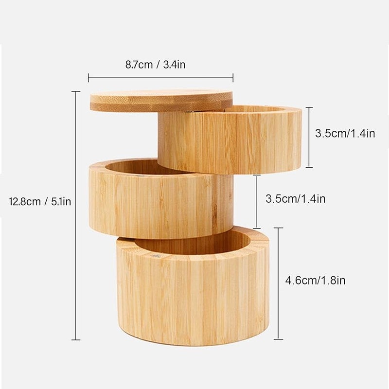 Wooden 3 Tier Rotating Spice Rack Space Saving Kitchen Storage Organizer - Image 4